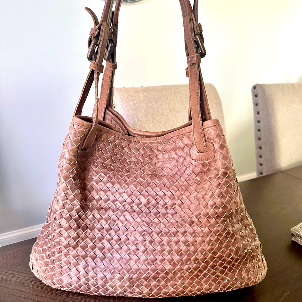 Valentina hand woven genuine Italian leathers tote